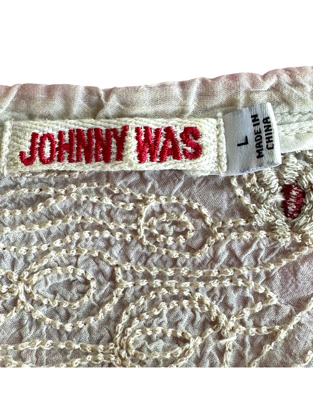 Johnny Was Embroidered V-Neck Cream Womens Tunic Top size Large - Picture 17 of 17